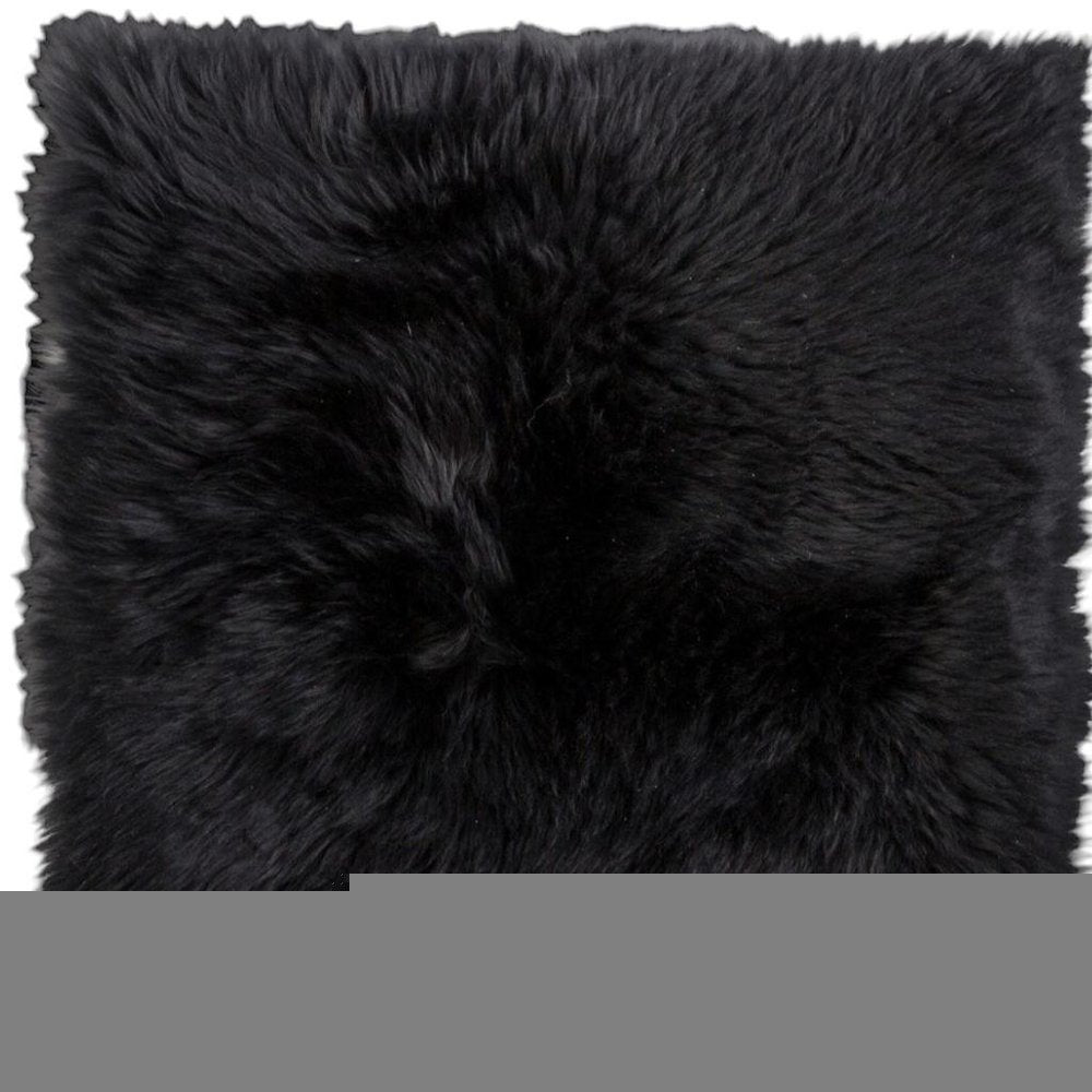 Set Of Two 17" X 17" Black Wool Chair Pads