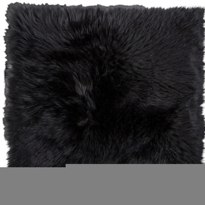 Set Of Two 17" X 17" Black Wool Chair Pads