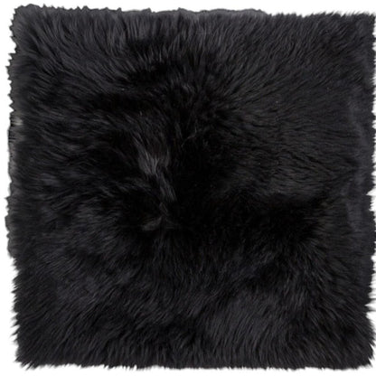 Set Of Two 17" X 17" Black Wool Chair Pads