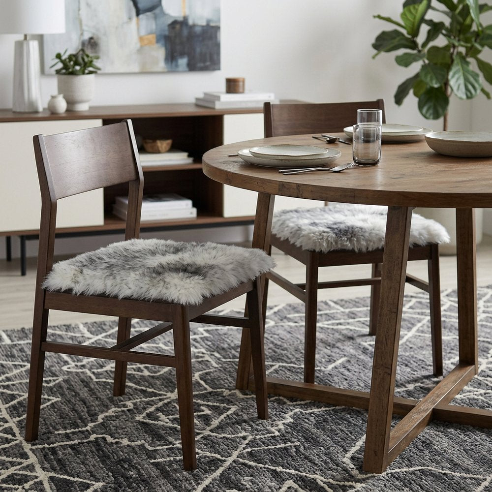 Set Of Two 17" X 17" Gradient Grey Wool Chair Pads