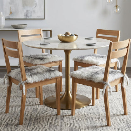 Set Of Four 17" X 17" Gradient Grey Wool Chair Pads