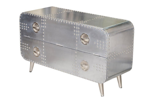 44" Silver Aluminum Enclosed Storage TV Stand