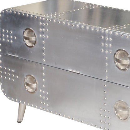 44" Silver Aluminum Enclosed Storage TV Stand