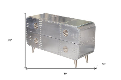 44" Silver Aluminum Enclosed Storage TV Stand