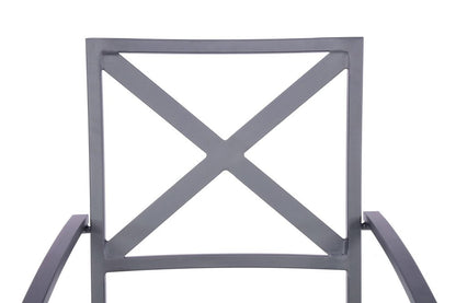Set of Two Dark Gray Aluminum Outdoor Stacking Dining Chairs with Light Gray Cushion