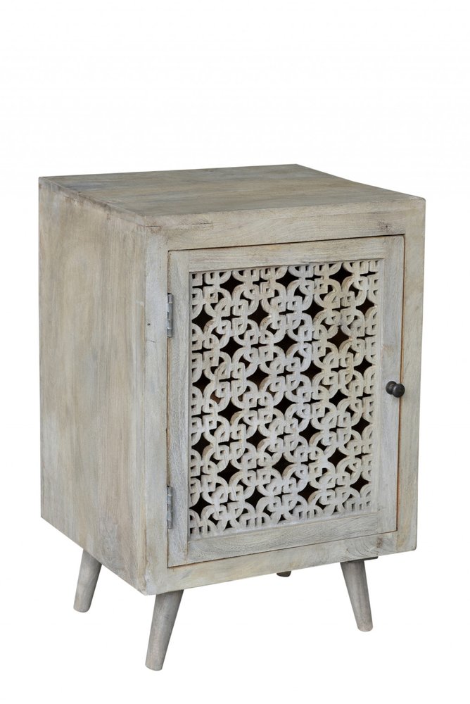 30" Gray Solid Wood Nightstand