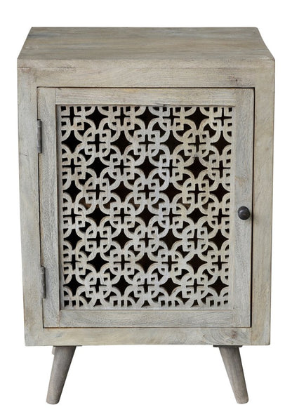 30" Gray Solid Wood Nightstand