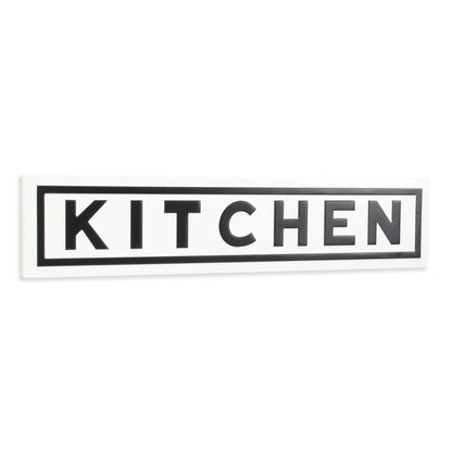 8" X 37" White and Black Kitchen Metal Wall Decor