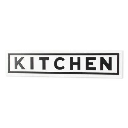8" X 37" White and Black Kitchen Metal Wall Decor