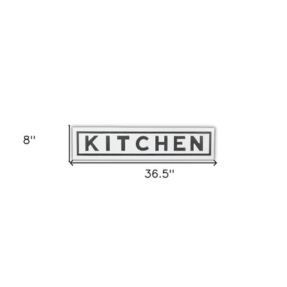 8" X 37" White and Black Kitchen Metal Wall Decor