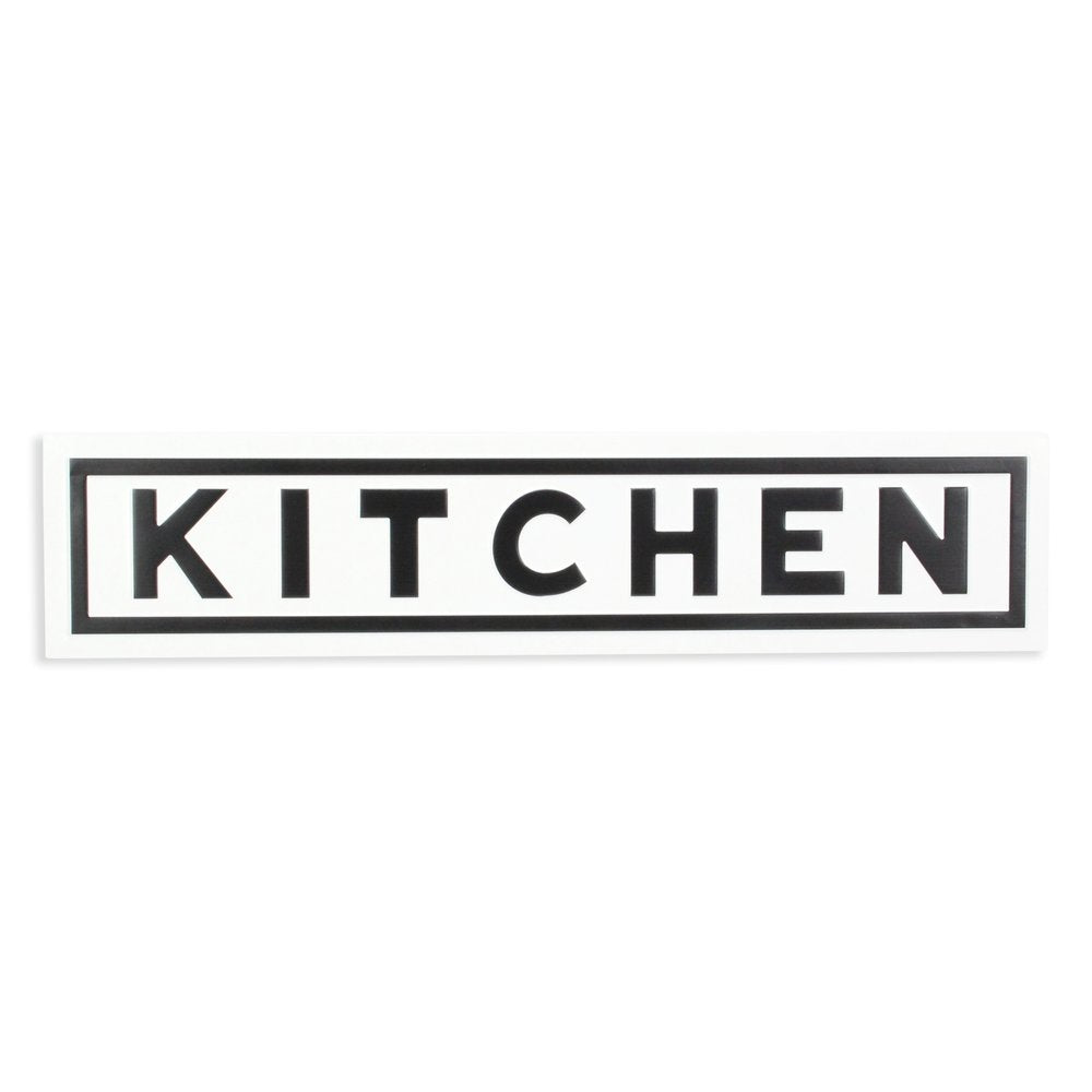 8" X 37" White and Black Kitchen Metal Wall Decor