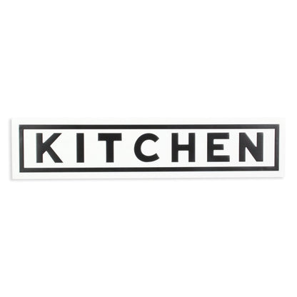 8" X 37" White and Black Kitchen Metal Wall Decor