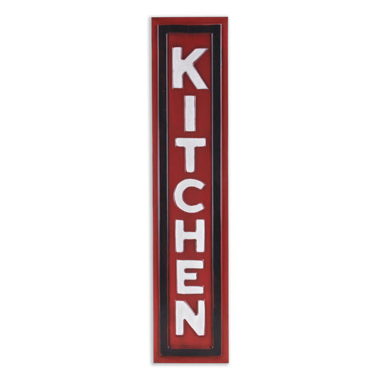 37" X 8" Red and White Kitchen Metal Wall Decor