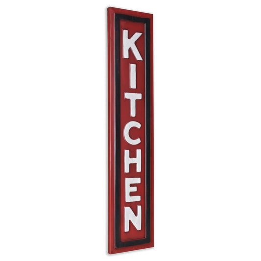 37" X 8" Red And White Kitchen Metal Wall Decor