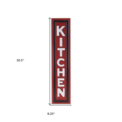 37" X 8" Red And White Kitchen Metal Wall Decor
