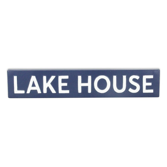 5" X 24" Blue and White Lake House Metal Wall Decor