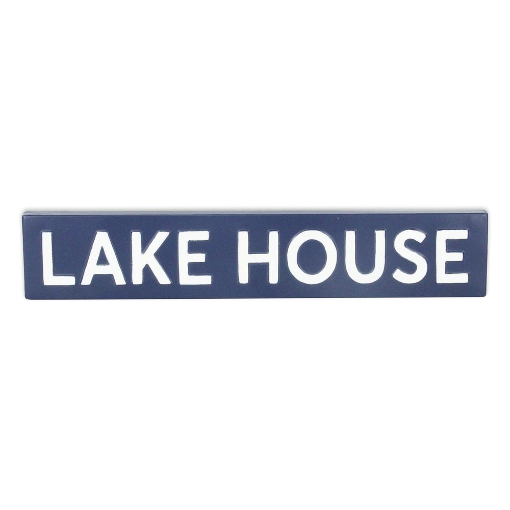 5" X 24" Blue and White Lake House Metal Wall Decor