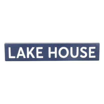 5" X 24" Blue and White Lake House Metal Wall Decor