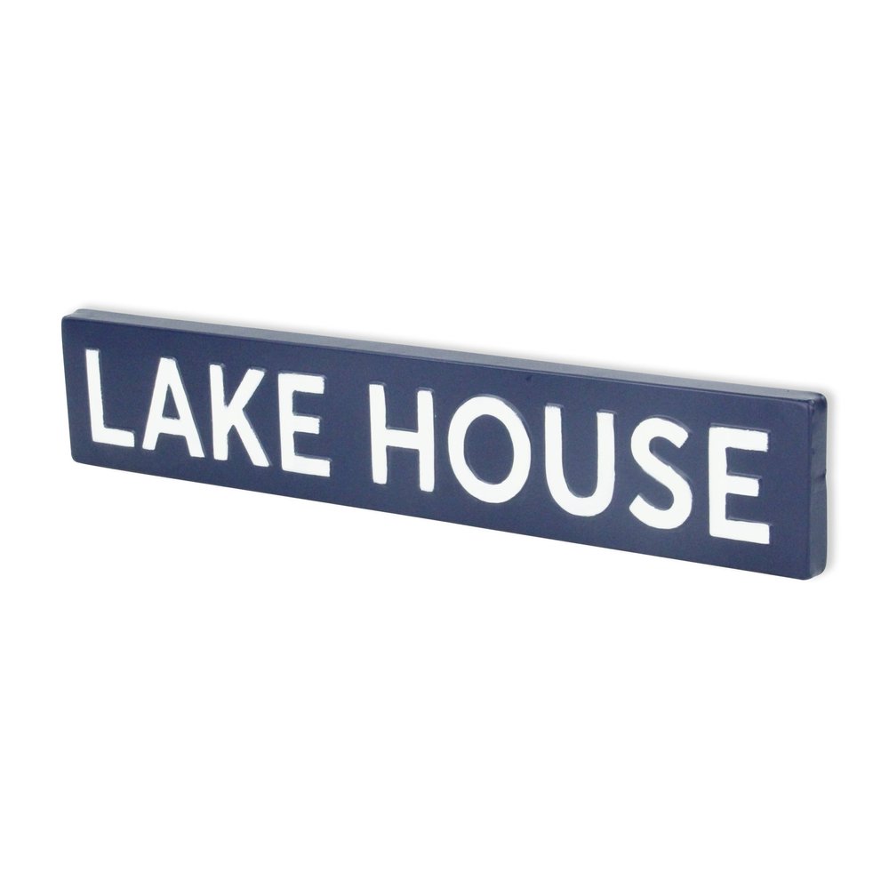 5" X 24" Blue and White Lake House Metal Wall Decor