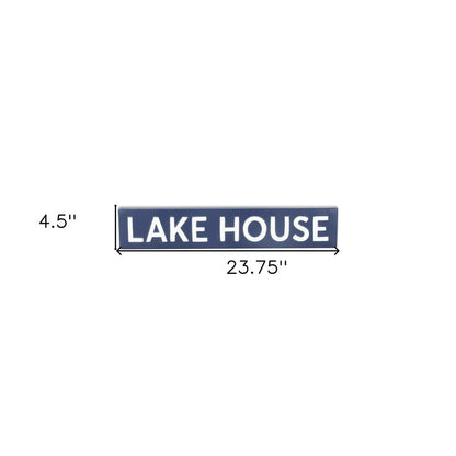 5" X 24" Blue and White Lake House Metal Wall Decor
