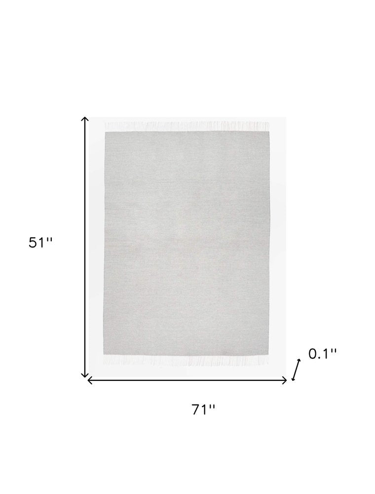 Gray Woven Wool Reversable Throw