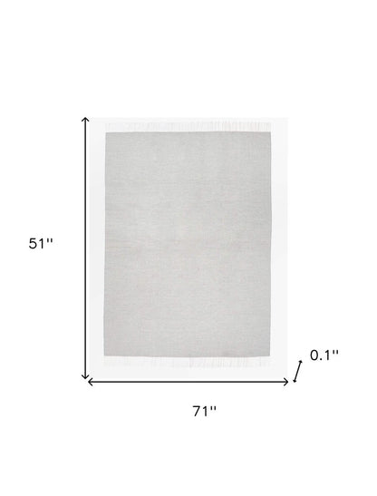 Gray Woven Wool Reversable Throw