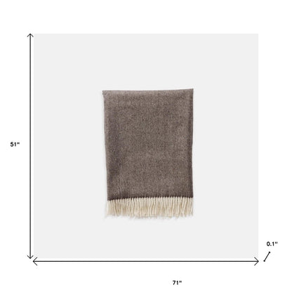 Brown And Ivory Woven Wool Reversable Throw