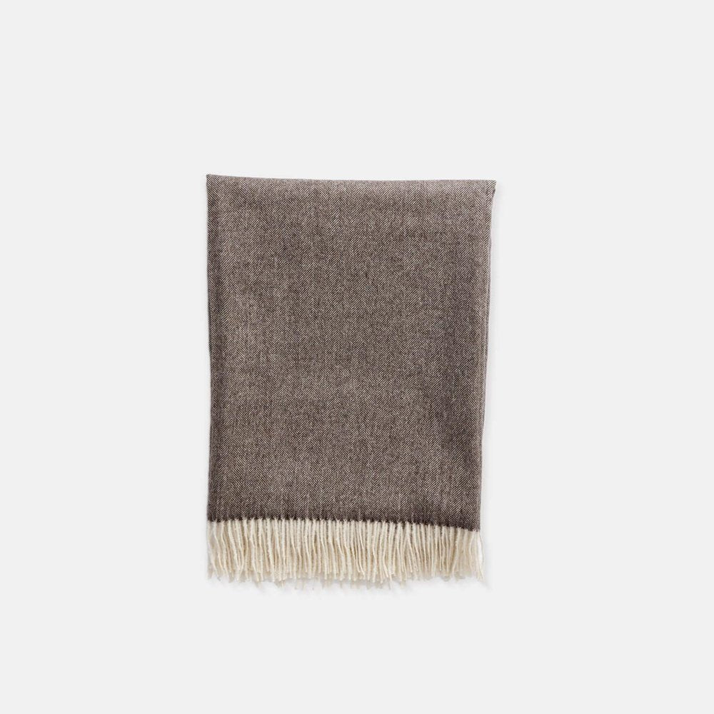 Brown And Ivory Woven Wool Reversable Throw