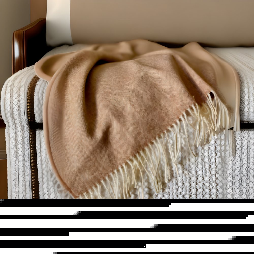 Camel Woven Wool Reversable Throw
