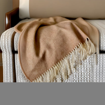 Camel Woven Wool Reversable Throw