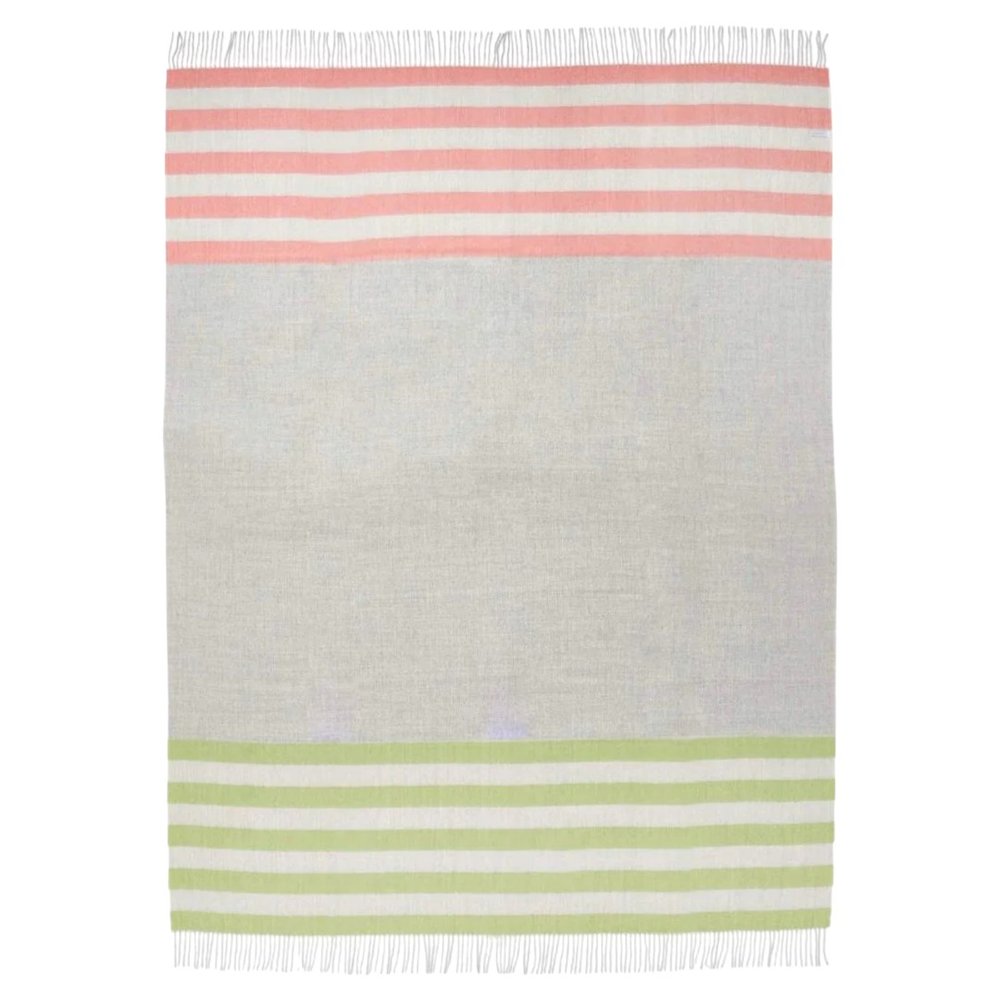Gray Woven Wool Striped Reversable Throw