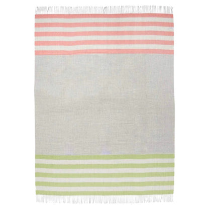 Gray Woven Wool Striped Reversable Throw