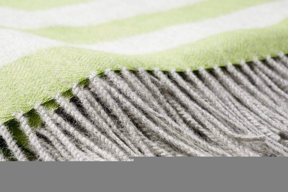 Gray Woven Wool Striped Reversable Throw
