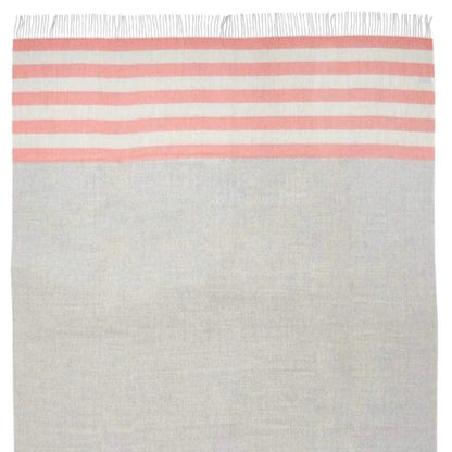 Gray Woven Wool Striped Reversable Throw