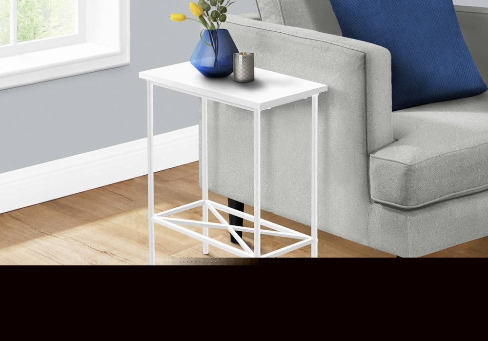 24" White Wood And Metal End Table With Shelf