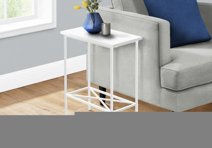24" White Wood And Metal End Table With Shelf