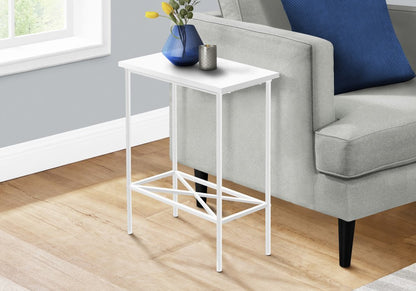 24" White Wood And Metal End Table With Shelf