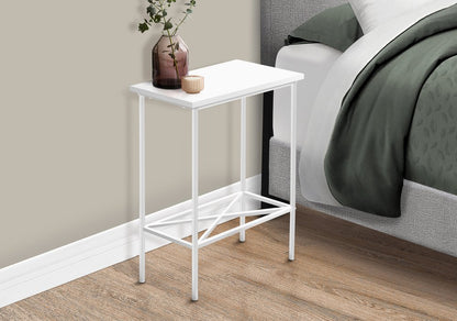 24" White Wood And Metal End Table With Shelf