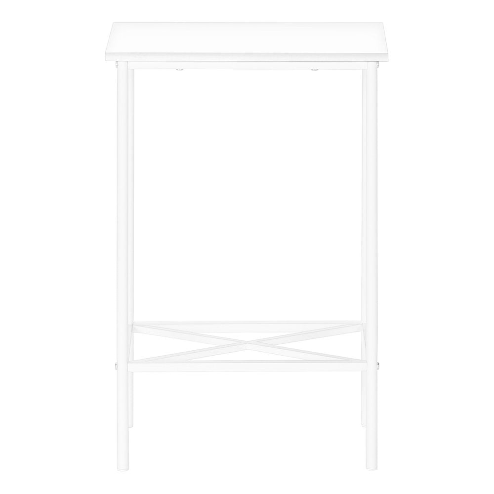 24" White Wood And Metal End Table With Shelf