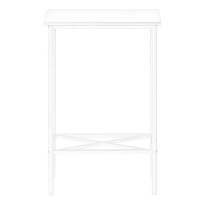 24" White Wood And Metal End Table With Shelf
