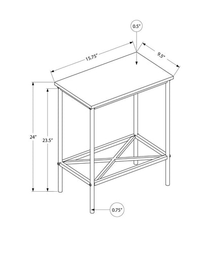 24" White Wood And Metal End Table With Shelf