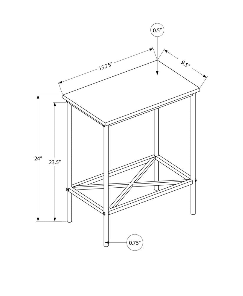 24" White Wood And Metal End Table With Shelf
