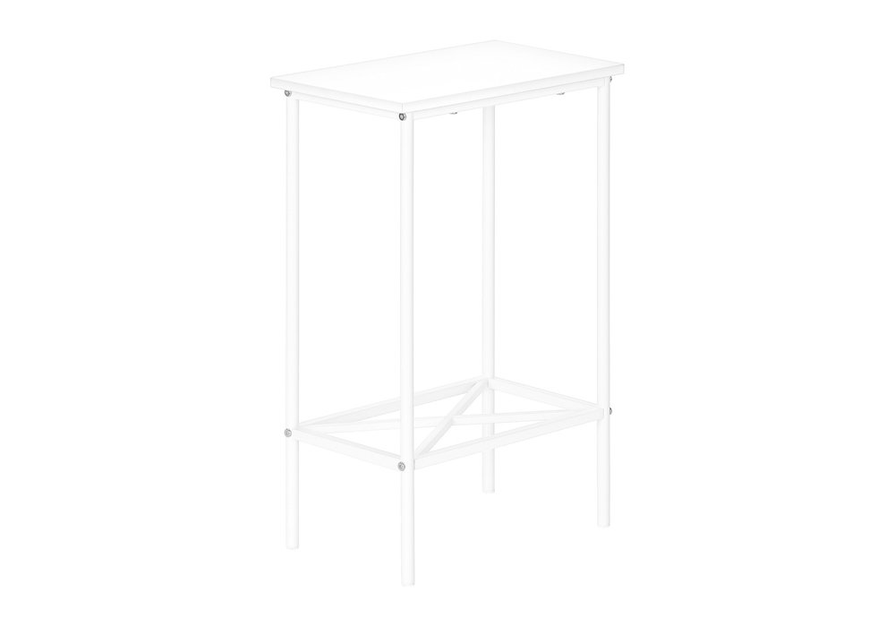 24" White Wood And Metal End Table With Shelf