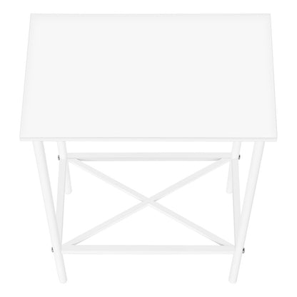 24" White Wood And Metal End Table With Shelf
