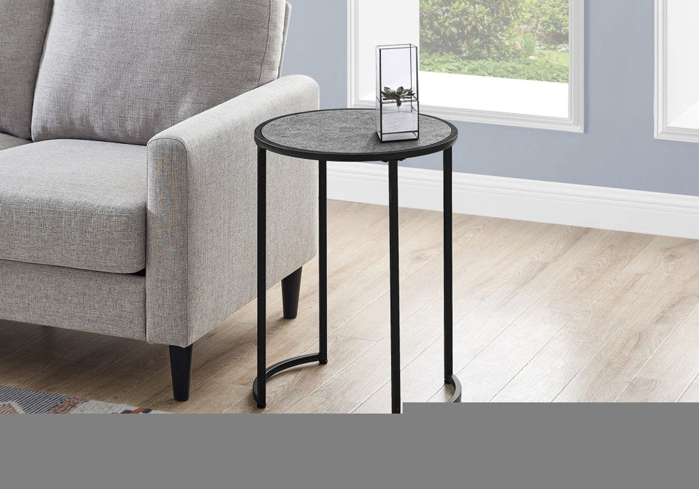 24" Black And Gray Round End Table