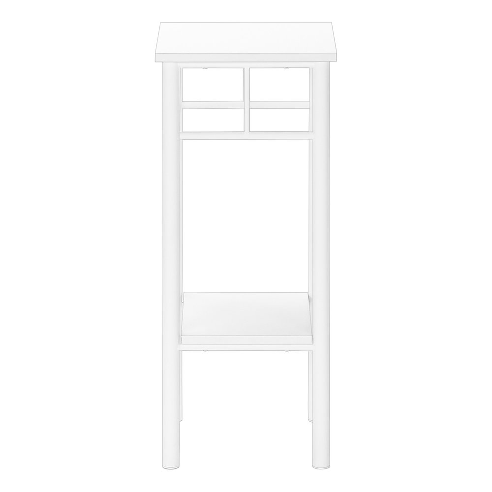 28" White Wood And Iron Square End Table With Shelf