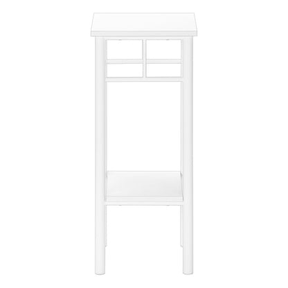 28" White Wood And Iron Square End Table With Shelf