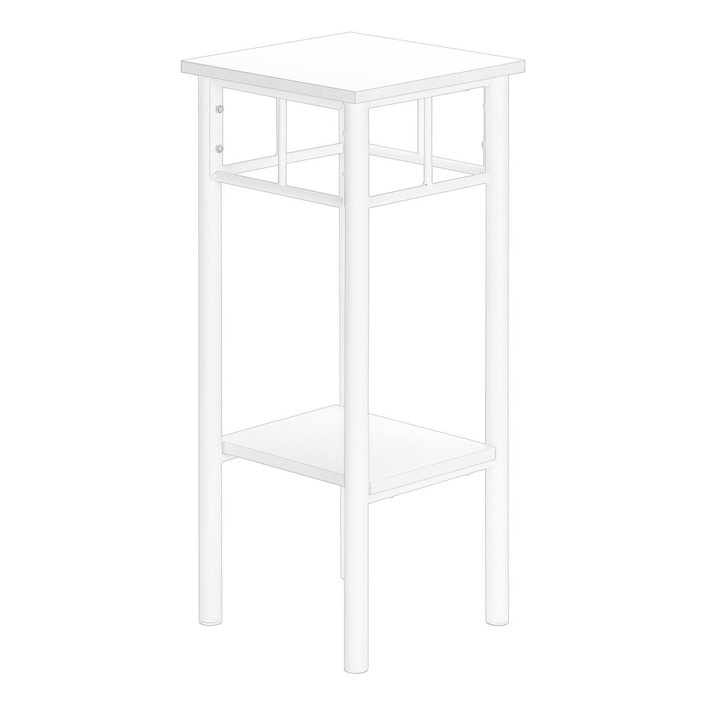 28" White Wood And Iron Square End Table With Shelf