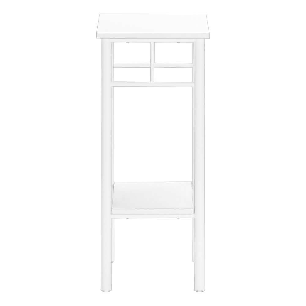 28" White Wood And Iron Square End Table With Shelf