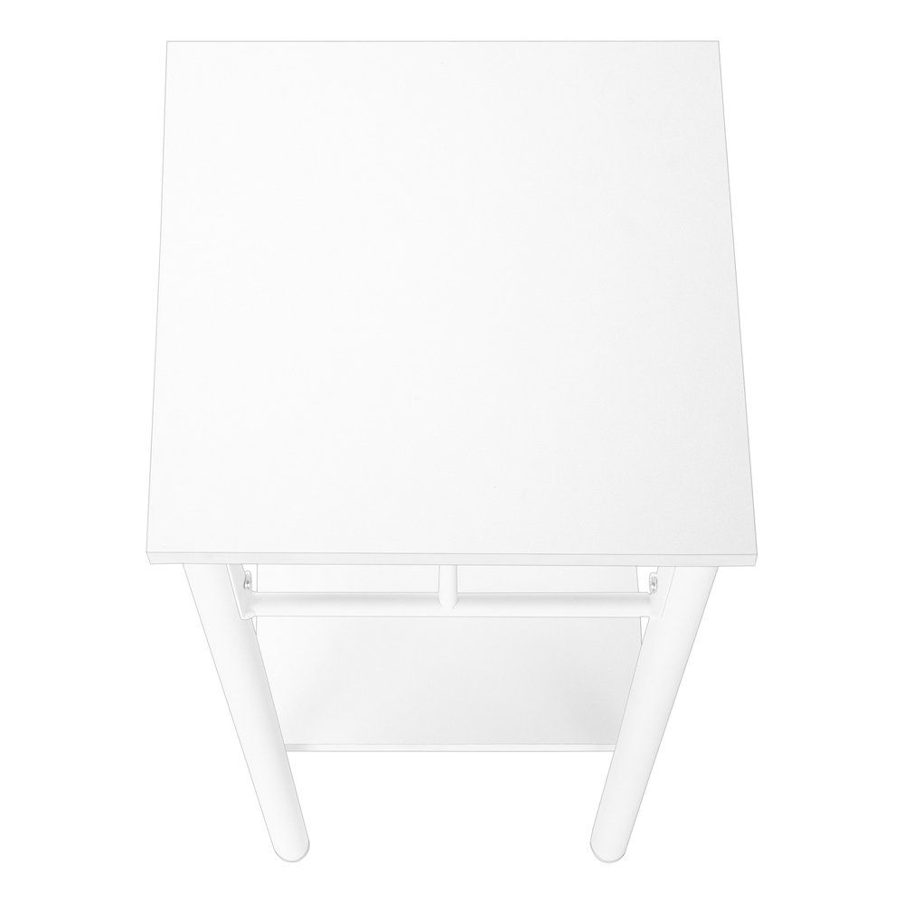 28" White Wood And Iron Square End Table With Shelf